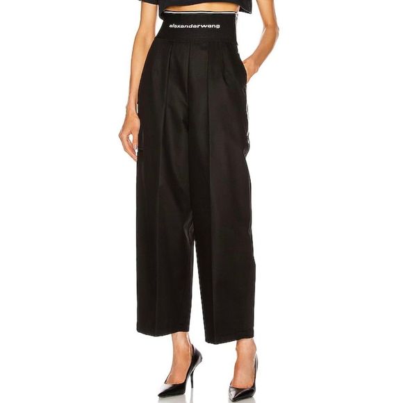 ALEXANDER WANG Logo Elastic High Waisted Black Trouser Size 6
